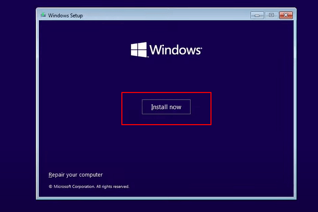 Sélectionnez pour installer Windows 11 à partir d'une clé USB
