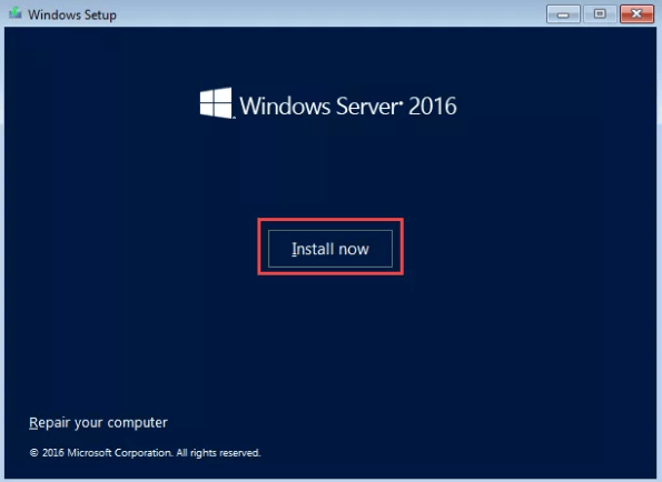 Installer Windows Server 2016 sur MVware