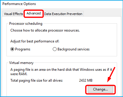 ajuster la mémoire virtuelle pour réparer le blocage de l'ordinateur par Windows Update