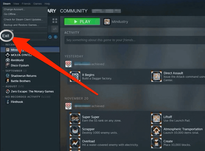 Redémarrer Steam