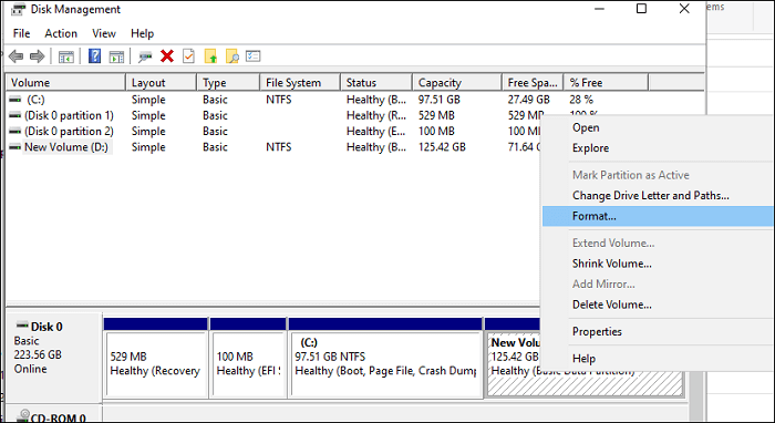 sélectionnez l'option Formater