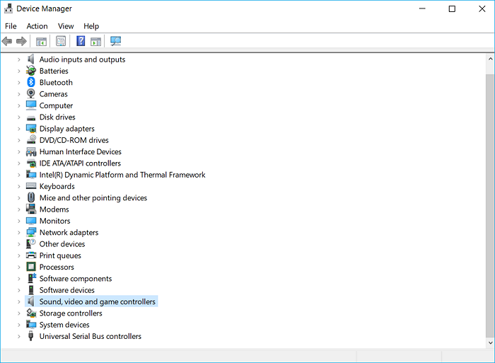 Développer le menu Son, vidéo et contrôleurs de jeu