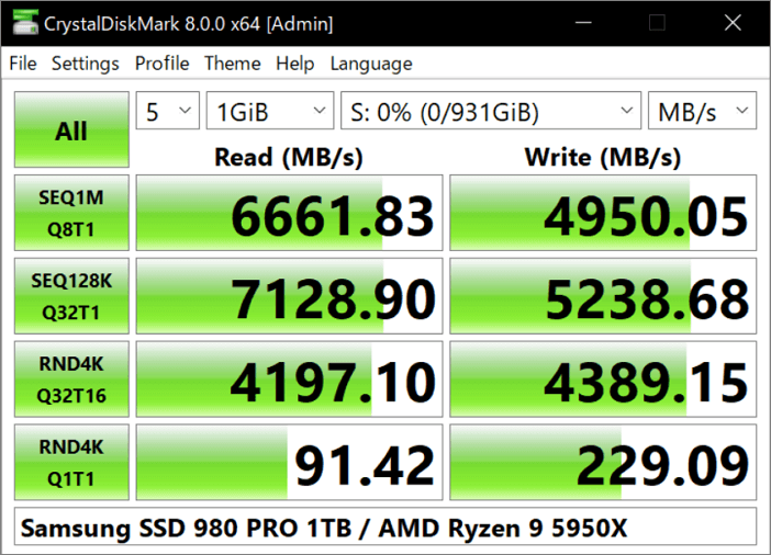 effectuer un test de vitesse du disque dur avec crystaldiskmark