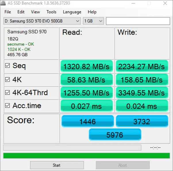 effectuer un test de vitesse du disque dur avec as ssd benchmark
