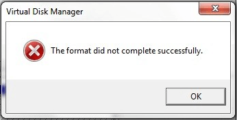 le format ne s'est pas terminé avec succès