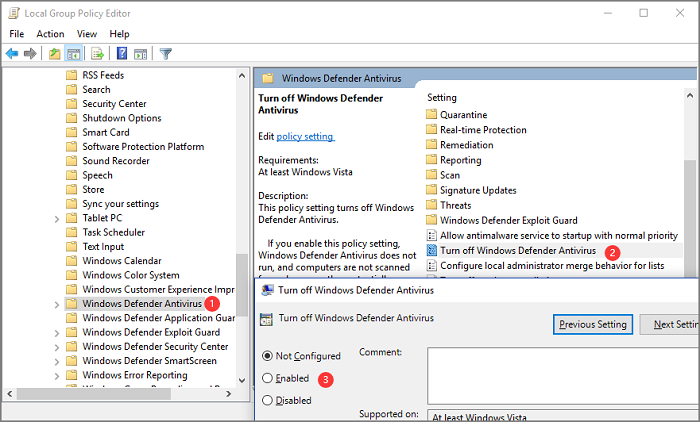 désactiver l'antivirus Windows Defender Windows 11
