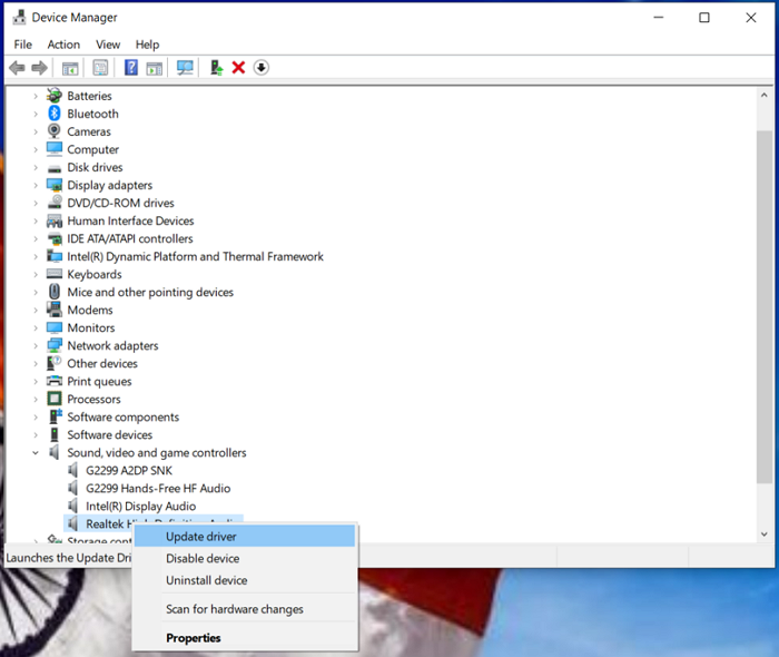 sélectionner le pilote de mise à jour
