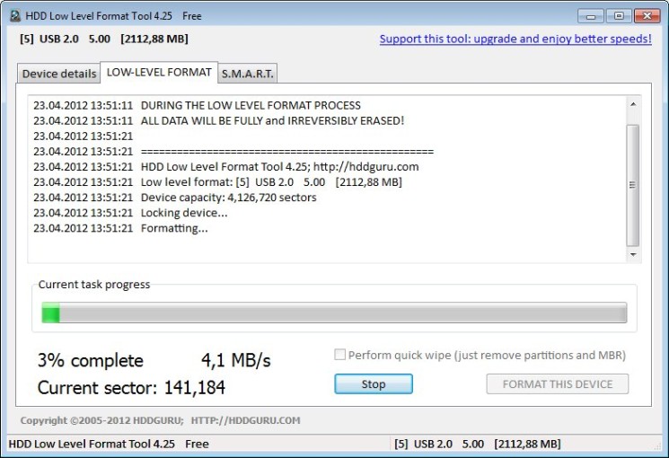 Bas niveau format disque dur avec HDD bas niveau format outil par HDDGURU