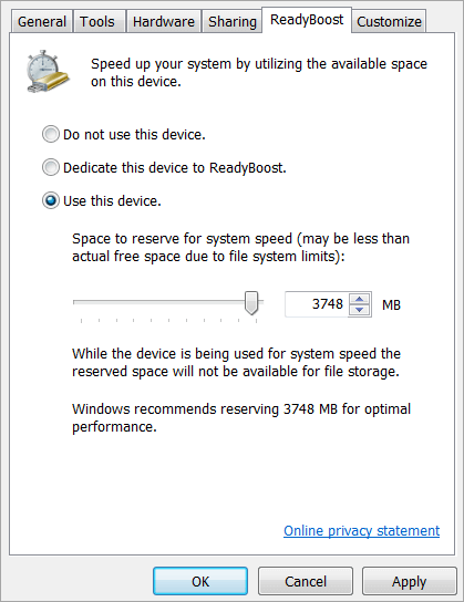 Comment accélérer Windows 10 - utiliser ReadyBoost