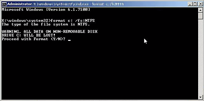 formater le lecteur c avec le disque de réparation du système