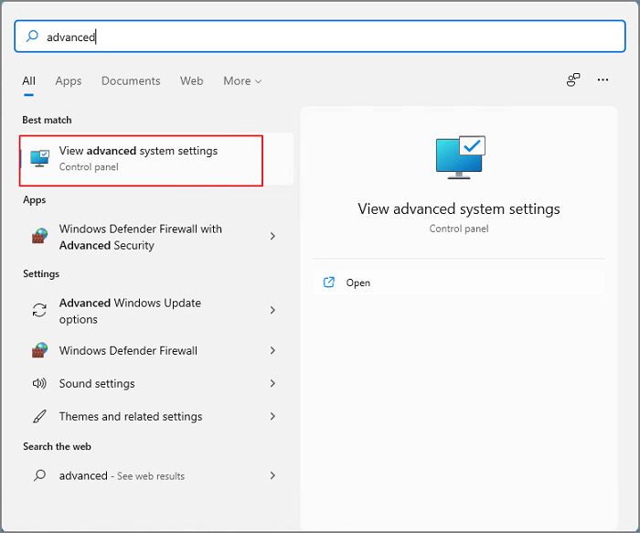 afficher les paramètres système avancés 1
