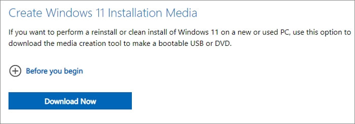créer un support d'installation de Windows 11