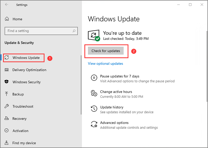 vérifier la mise à jour