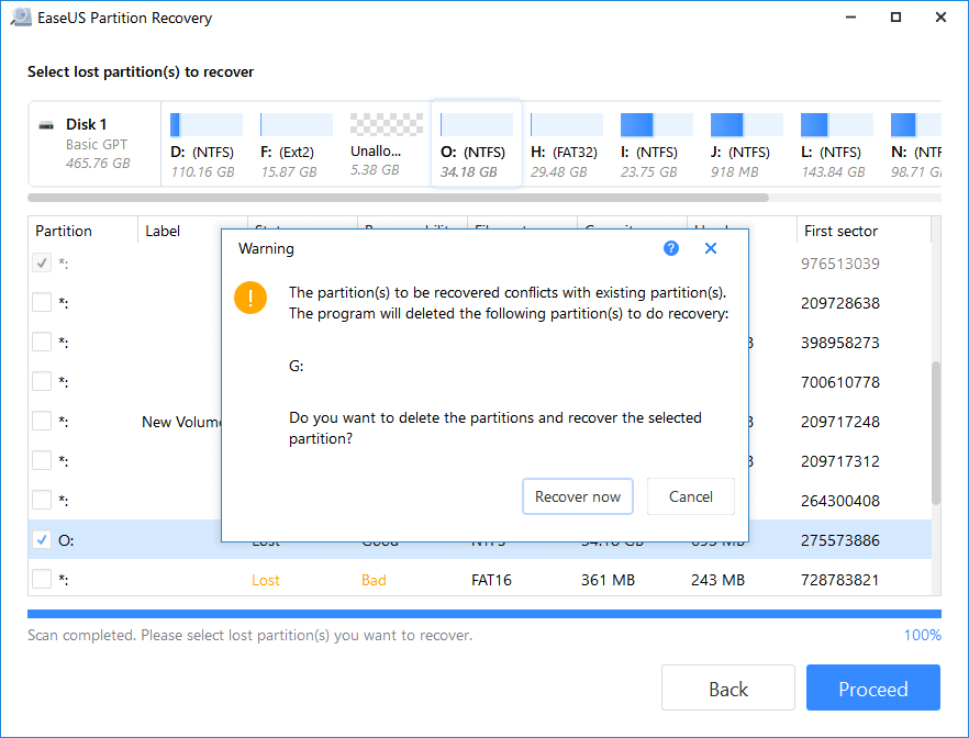 Terminer la récupération de la partition