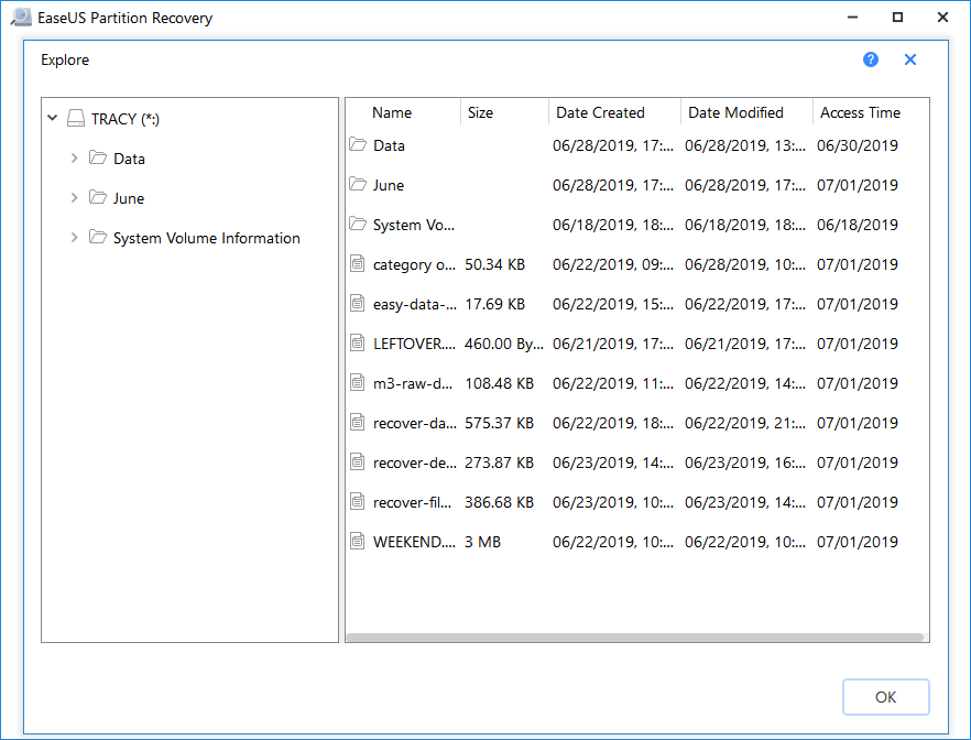 Confirmer la restauration de la partition trouvée