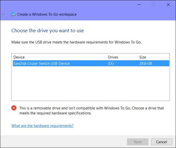 créer windows to go étape 1