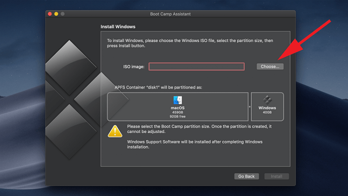 installer le système d'exploitation Windows sur mac - étape 2