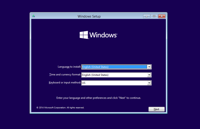 installation standard windows - étape 1