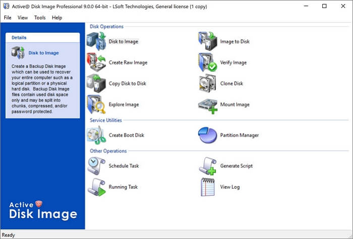 logiciel d'imagerie gratuit pour Windows 10 - Active Disk Image