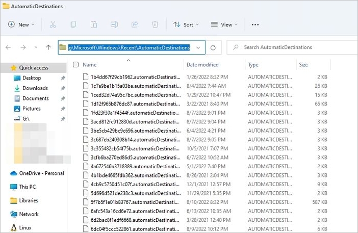 dossier d'accès rapide
