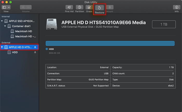 Sélectionner le disque cible pour cloner le disque dur sur Mac