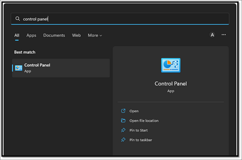 Panneau de contrôle