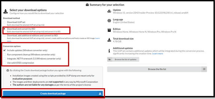 Créer un paquet de téléchargement