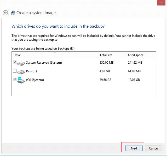 Créez manuellement une image système de Windows 10/8/7 sur une clé USB.