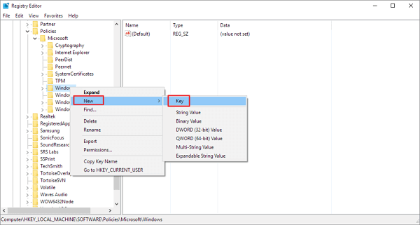 désactiver Windows 10 Update dans le registre
