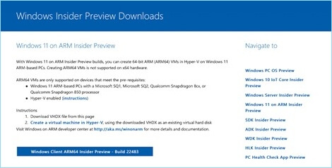 télécharger windows 11 arm iso avec insider preivew