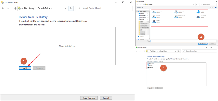exclure les dossiers de l'historique des fichiers