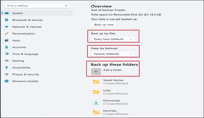 comment utiliser l'historique des fichiers dans windows 11 étape 3