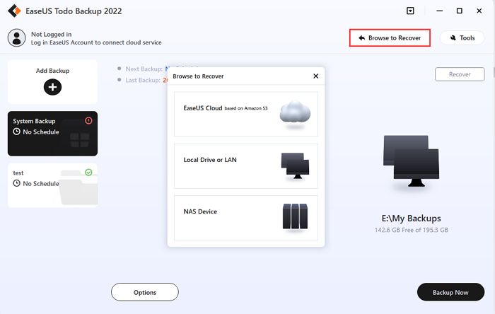 EaseUS Todo Backup Stockage Cloud