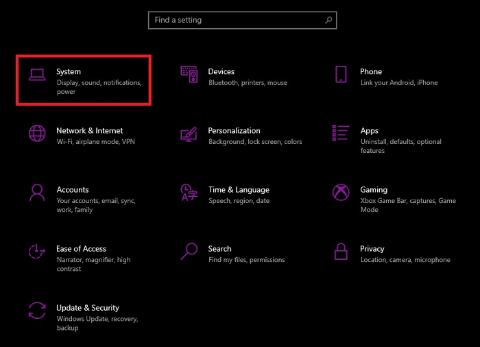 Allez dans les paramètres système de Windows