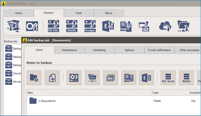iperius backup - logiciel d'imagerie pour Windows 10 gratuit