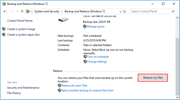 Restaurer des fichiers de sauvegarde à partir de Sauvegarde et restauration (Windows 7)