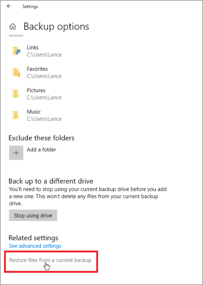 Restaurer la sauvegarde
