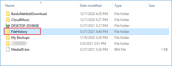 Recherche de fichiers de sauvegarde dans l'explorateur de fichiers