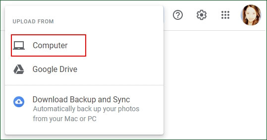 Sélectionnez les photos de la carte SD à télécharger sur Google Photos.