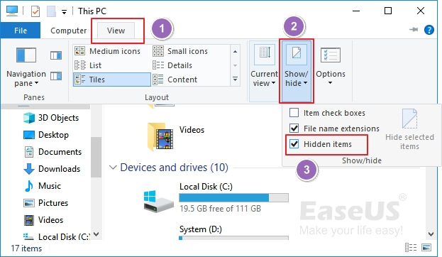 afficher les fichiers cachés