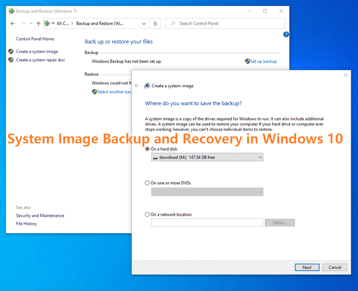 fenêtre de récupération d'image système dans windows 10