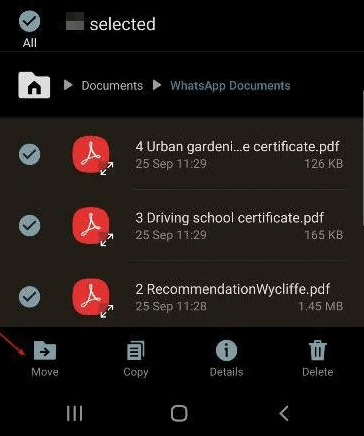 transférer des données du stockage interne du téléphone vers la carte sd