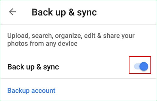 Activez la fonction Sauvegarde et synchronisation dans Google Photos.