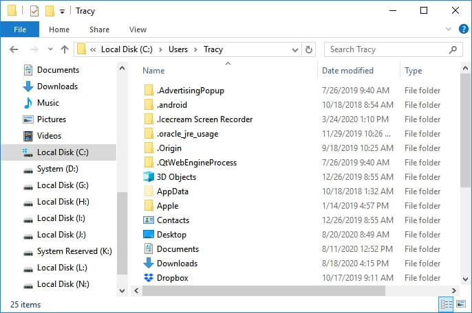 Données du profil de l'utilisateur