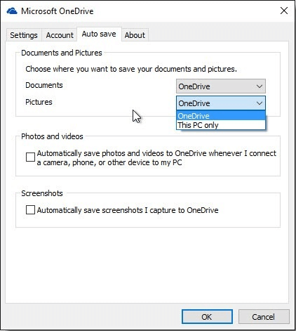 windows 10 onedrive auto save