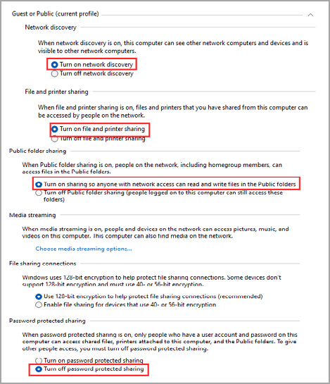 Modifier les paramètres de partage avancés