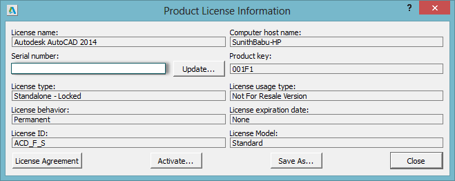 Clé de produit autocad d'une version antérieure