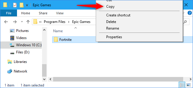 Copiez et sauvegardez le jeu Epic