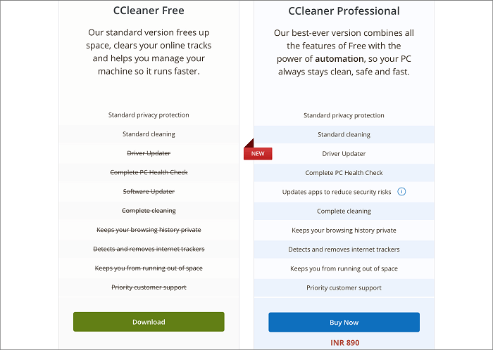 aperçu de ccleaner