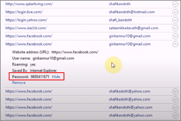 voir les mots de passe